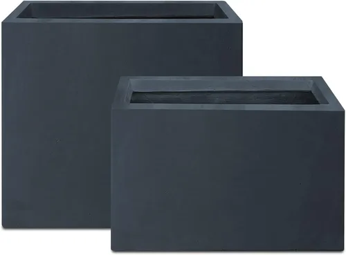 Vista 23 de Kante Macetero rectangular de hormigón de 23.2 pulgadas de largo, macetas grandes para interiores y exteriores con orificio de drenaje y tapón
