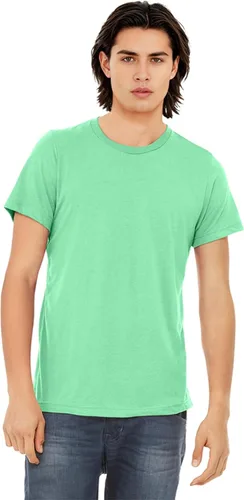 Vista 190 de Bella Canvas 3413c para hombre (1) Triblend verde + (1) Triblend rojo