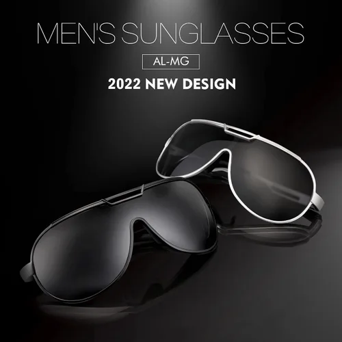 Vista 5 de PANNER Gafas de sol retro de gran tamaño para hombre Al-Mg marco de metal ultraligero