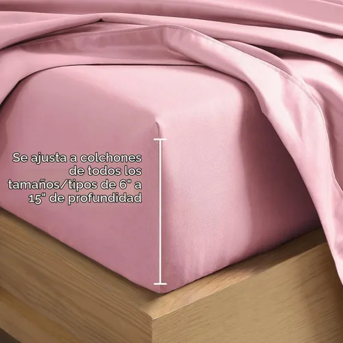 Vista 5 de Bare Home Juego de sábanas 1800 ultra suaves con 4 fundas de almohada 24 - rosa claro