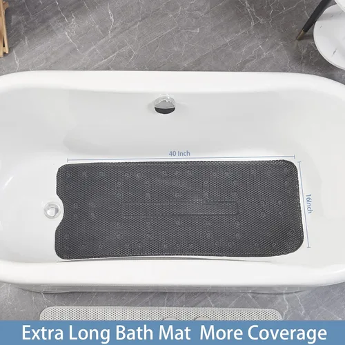 Vista 2 de Webos Alfombrilla suave antideslizante para bañera: tapete de ducha de espuma viscoelástica con ventosas para baño interior de bañera 40 x 16