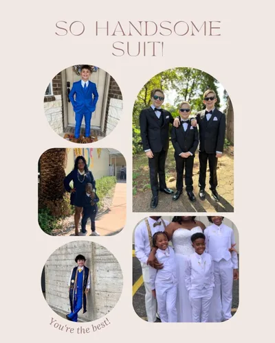 Vista 5 de Traje formal para niños pequeños, esmoquin para boda Negro 4 piezas