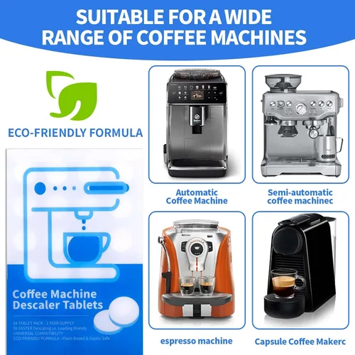 Vista 7 de Tabletas descalcificadoras para cafetera, paquete de 24, suministro de 1 año, fórmula a base de plantas, compatibilidad universal