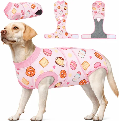 Vista 50 de Kuoser Traje de cirugía para perro, cómodo traje de recuperación para perras, mameluco protector posoperatorio, alternativa suave al cuello E
