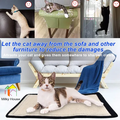 Vista 2 de Paquete de 2 almohadillas antiarañazos para gatos, almohadillas antiarañazos para muebles, cama rascador de gatito, repuesto de cartón para rampa