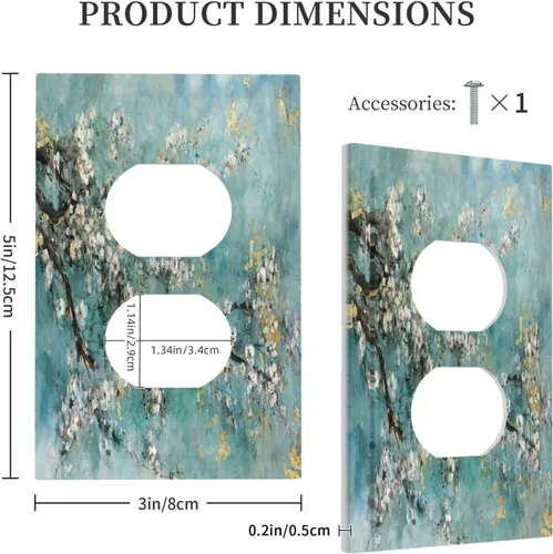 Vista 5 de Pintura al óleo de flores abstractas de 1 cuadrilla de interruptor de luz dúplex individual cubierta de salida placa de pared decorativa Placa