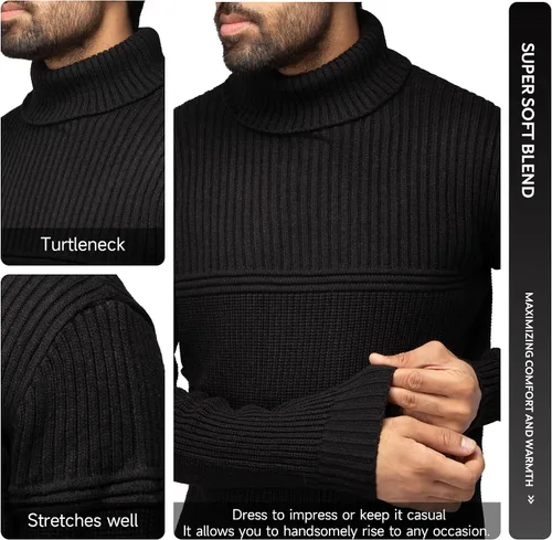 Vista 7 de X RAY Men's Soft Slim Fit Turtleneck, Mock Neck Pullover Sweaters for Men, (Big & Tall)