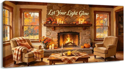 Vista 10 de TIMUBA Lienzo decorativo de pared de otoño de lago, citas de otoño Decoración de pared de otoño-01