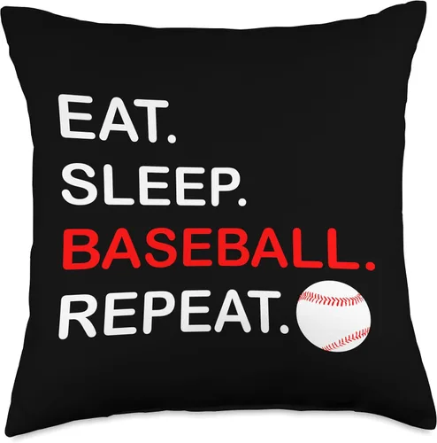 Vista 5 de Funny Baseball Lover Eat Sleep Baseball Repeat Eat Sleep Repeat Lovers - Almohada de béisbol divertida, 16 x 16 pulgadas, multicolor