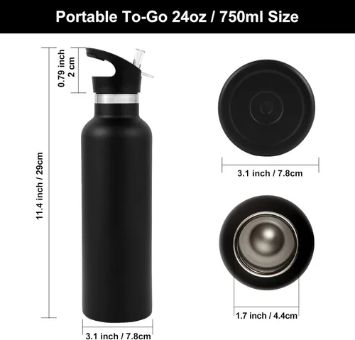 Vista 8 de Neihepal Paquete de 16 botellas de agua aisladas a granel, botella deportiva de doble pared de acero inoxidable con tapa de asa, termo reutilizable