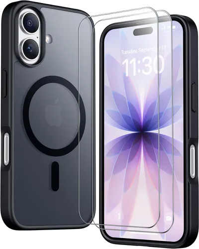 Vista 257 de SPIDERCASE Funda magnética translúcida diseñada para iPhone 11, con 2 protectores de pantalla de vidrio templado, antihuellas, para iPhone 11 de 6.1