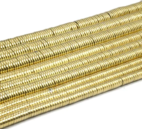 Vista 5 de Cuentas Heishi de hematita Cuentas de hematita heishi chapadas en metal natural liso 0.315 in Oro dorado 0.315 in
