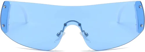 Vista 4 de ADE WU Y2K - Gafas de sol sin montura de moda, con diamantes de imitación