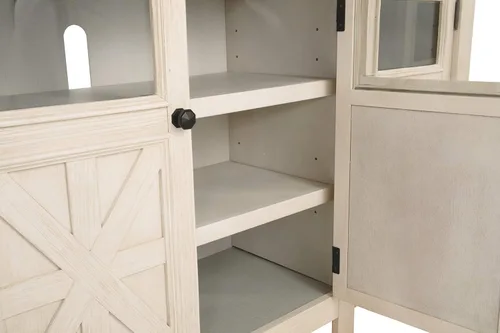 Vista 7 de Diseño de firma por Ashley Bolanburg - Soporte extra grande para TV, para televisores de hasta 72", 3 gabinetes, estantes de almacenamiento