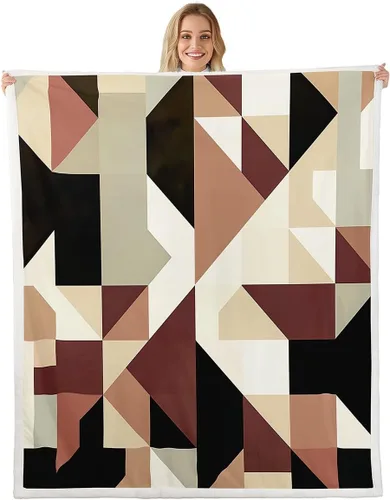Vista 9 de Erosebridal Black Blue Triangles Square Fleece Throw Blanket 40"x50" - Ultra-Soft for Couch Sofa Bed,3D Geometric Pattern Sherpa Blanket,Abstract