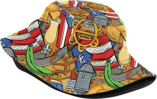 Vista 2 de Elegante sombrero de pescador de Puerto Rico, protección solar, plegable, sombrero de pescador, sombrero de verano, unisex, para viajes al aire