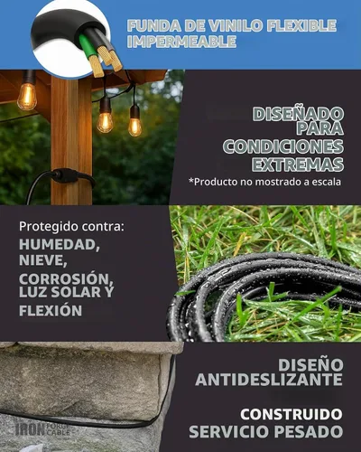 Vista 4 de Iron Forge Cable Cable de extensión negro resistente calibre 16, 3 pies