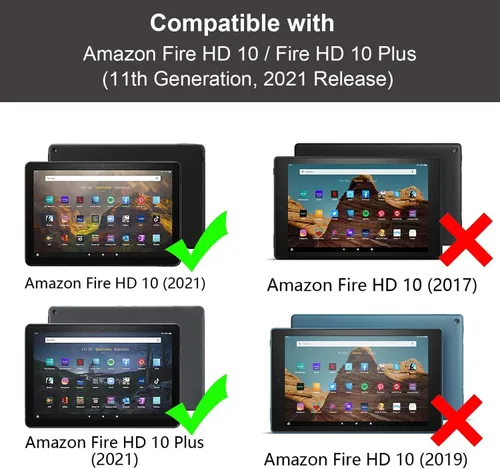 Vista 2 de Funda para tablet Kindle Fire HD 10/Fire HD 10 Plus (11ª generación, versión 2021), funda de piel sintética de alta calidad con ranura para tarjeta