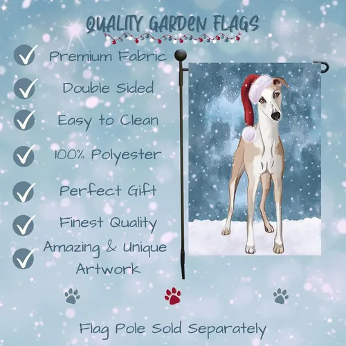 Vista 2 de Doggie of the Day Whippet GFLAG254161 - Banderas de jardín para perros, diseño de Navidad, de doble cara, regalo decorativo de primavera para patio