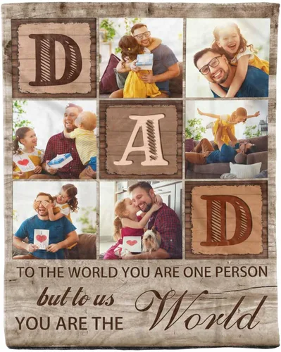 Vista 27 de D-Story Manta de hijo, divertidas mantas personalizadas con fotos, regalo para papá, manta de disfraz, regalo para hija, regalos personalizados