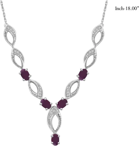Vista 8 de JEWELEXCESS Juego de joyas de plata de ley de 3.10 CTW rubí y diamantes blancos de 110 quilates
