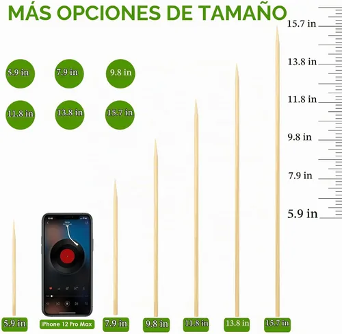 Vista 3 de 200 PIEZAS pinchos de bambú, palitos de comida de 6 pulgadas para aperitivos, frutas, brochetas a la parrilla, palillos de cóctel para bebidas