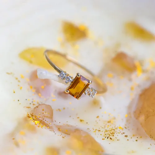 Vista 5 de YoTreasure Healing Crystal Citrine Ethiopian Opal Green Onyx London Blue Topaz Rhodolite Garnet Moonstone Tanzanite 10K YellowRose Gold Engagement