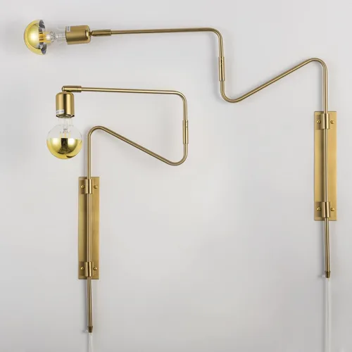 Vista 13 de Juego de 2 apliques de pared modernos con brazo oscilante para enchufar, luces de pared negras giratorias con cable de encendido/apagado