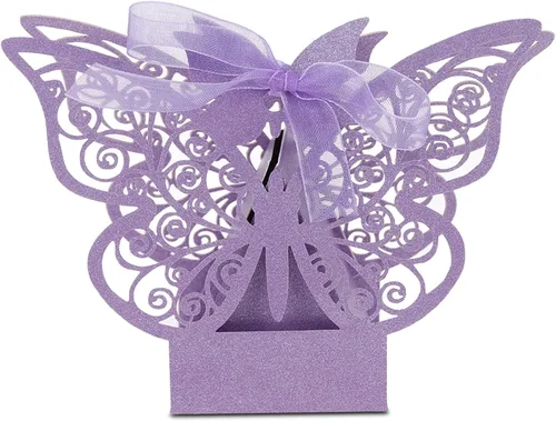 Vista 10 de Ejoyous Cajas de dulces de boda, 100 cajas de chocolate de azúcar para recuerdos de boda, caja delicada caja de regalo para bodas, cumpleaños Azul