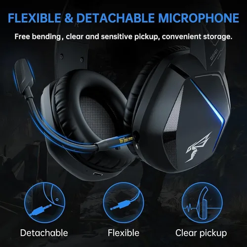 Vista 5 de SOMIC GS401PRO - Auriculares inalámbricos para juegos con micrófono, Bluetooth 5.2 auriculares inalámbricos de baja latencia con batería de 45