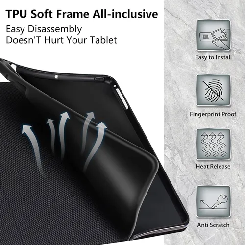 Vista 4 de Funda diseñada para Microsoft Surface Pro 11/10/9, protección ligera, múltiples ángulos, piel sintética, delgada, con función de encendido y apagado