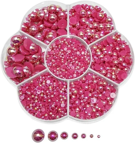 Vista 19 de Chenkou Craft - 1 caja con 3000 mitades de perlas, cuentas redondas con parte posterior plana, imitación de perlas beige, cuentas sueltas de gemas