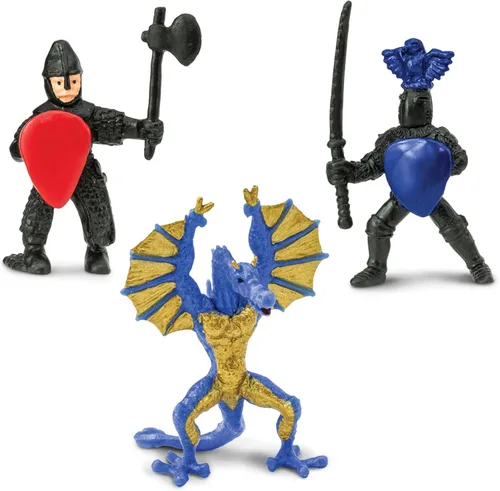 Vista 6 de Safari Ltd Knights & Dragons TOOB - 9 mini figuras con caballeros, Drake, Tiamat, Wyvern y Peluda Dragon, figuras de juguete para niños, niñas