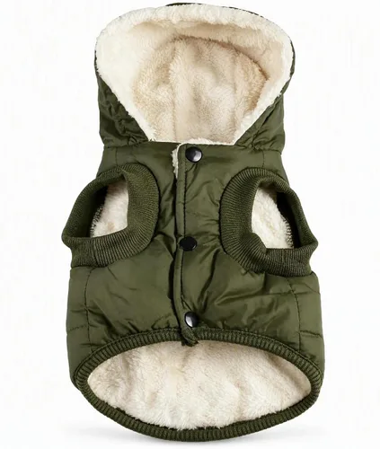 Vista 10 de vecomfy - Sudadera con capucha para perro, forro polar y algodón, extra cálida, para invierno, chaqueta para perro pequeño, abrigos con capucha