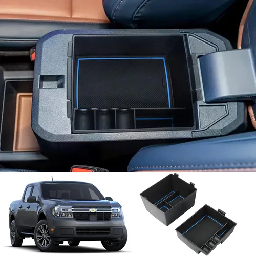 Vista 9 de LUWU Bandeja organizadora de consola central para camioneta Ford Maverick 2023 2022 2023 Maverick XLT caja de almacenamiento para reposabrazos 2023