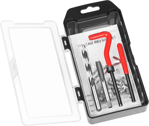 Vista 10 de Kit de reparación de roscas M5 X 0.8mm, kit de inserción de reparación de rosca métrica compatible con juego de herramientas manuales para roscas