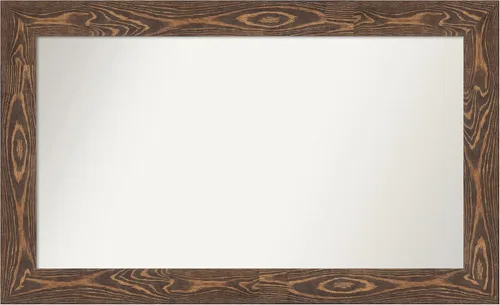 Vista 83 de Amanti Art Espejo de baño marrón para sobre fregadero, 26 x 26 pulgadas, espejo de tocador cuadrado marrón rústico Alexandria, marco de madera