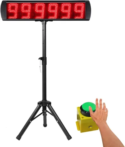 Vista 7 de Temporizador LED de carrera de 5 pulgadas y 6 dígitos, temporizador de gimnasio para eventos de carrera para cuenta regresiva/cuenta arriba, 12/24