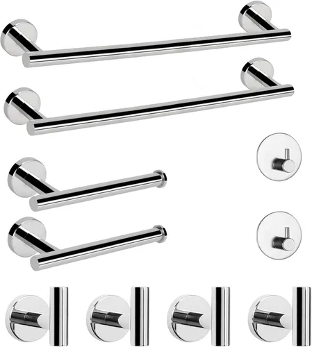 Vista 13 de NearMoon Juego de accesorios de baño SUS 304 de acero inoxidable grueso, incluye toallero de 16 pulgadas, soporte para papel higiénico, ganchos Oro