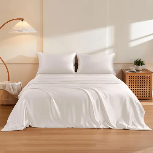 Vista 17 de THXSILK Juego de funda de edredón de seda de morera 100% pura de 3 piezas, ropa de cama de lujo ultra suave de grado 6A+, sábanas de seda
