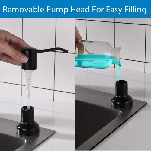Vista 4 de Dispensador de jabón integrado para fregadero de cocina, dispensador de jabón de cocina, juego de bomba de acero inoxidable para jabón o loción