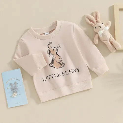 Vista 3 de Sudadera de manga larga con bordado de letras de corazón para el día de San Valentín para bebé y niña, ropa de otoño