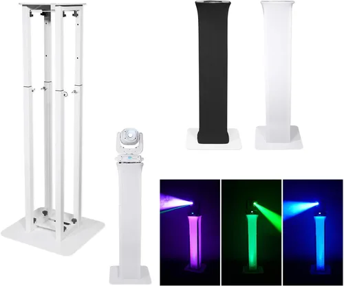 Vista 2 de (2) Rockville RTP32W Totem - Soporte de luz de cabeza móvil + Scrims negro+blanco+bolsas de transporte para focos Chauvet Rogue R1X