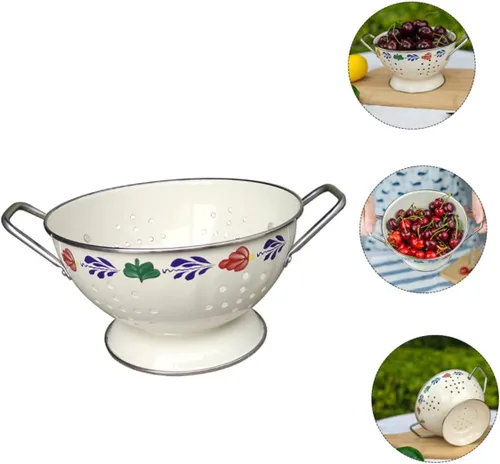 Vista 9 de Cabilock Bandeja de servir de fruta Multifunción Metal Contenedor de frutas Colador decorativo Agujero de drenaje