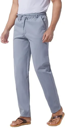 Vista 9 de Pantalones casuales de lino de algodón para hombre, pantalones sueltos de playa, pantalones largos de yoga ligeros