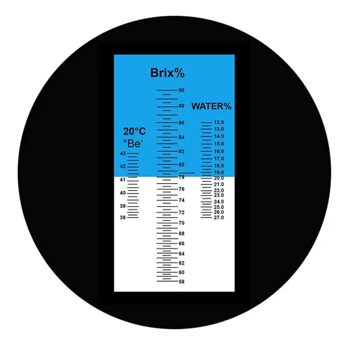 Vista 4 de 3 en 1 refractómetro de miel Brix/humedad/Baume Tester Meter ATC, Tri-Scale 58-90%/12-27%/38-43Be', nivel de contenido de agua de azúcar, jarabe