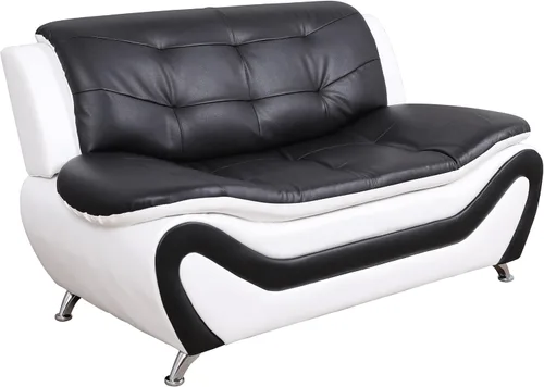 Vista 5 de Beverly Fine Furniture Juego de sofá moderno Aldo de 3 piezas, negro/blanco