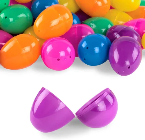 Vista 3 de Huevos de Pascua de plástico sorpresa juguetes ciegos bolsas de colores surtidos brillantes y vacíos, cestas de manualidades para juegos de caza