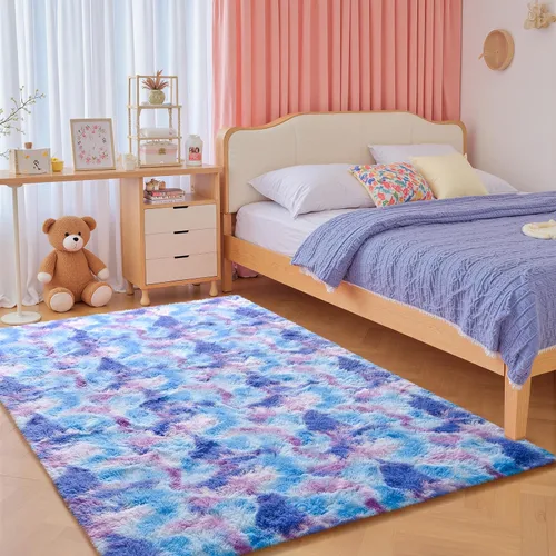 Vista 33 de junovo Alfombra de área lavable y antideslizante, alfombras de área pequeñas y esponjosas, alfombra peluda para sala de estar, alfombra suave
