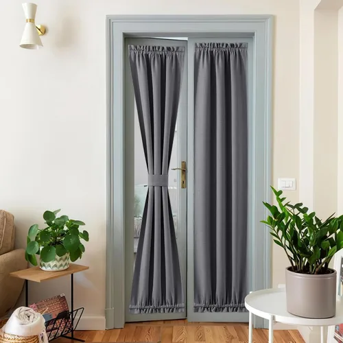 Vista 55 de NICETOWN Cortinas de Lino para Puerta Lateral - Cortinas Opacas con Aislamiento Térmico para Puerta Delantera Francesa para Sombra Pequeña